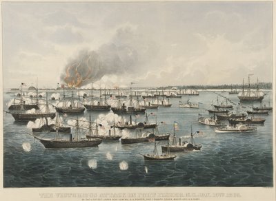 The Victorious Attack on Fort Fisher,1865 (litografia a cores) de Currier and Ives