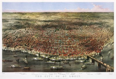 A cidade de St. Louis, c.1874 (litografia a cores) de Currier and Ives