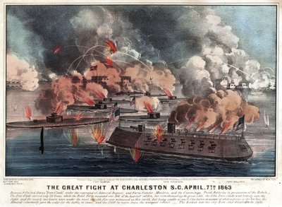 A grande luta em Charleston S.C. Abril, 7 de 1863 de Currier and Ives