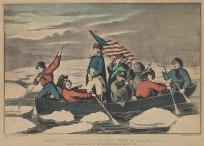 Washington Crossing the Delaware na noite anterior à Batalha de Trenton, 5 de dezembro de 1776 de Currier and Ives
