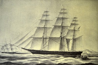 Currier & Ives Ilustração do século XIX. O navio de Clipper Hurricane de N. and Ives, J.M. Currier