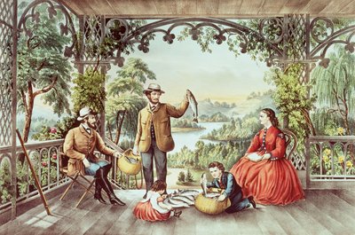 Casa do ribeiro, os pescadores afortunados de N. and Ives, J.M. Currier