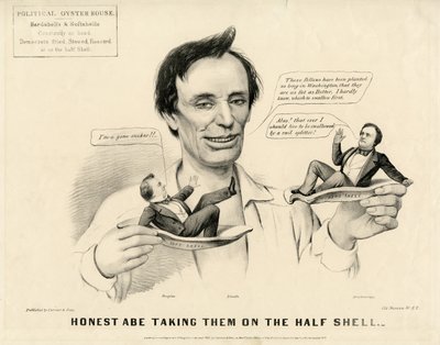 Honesto Abe Levando-os no Half Shell, 1860 de N. and Ives, J.M. Currier