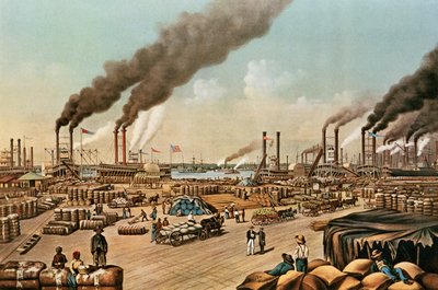 The Levee - Nova Orleans, 1884 de N. and Ives, J.M. Currier