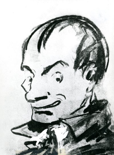 Caricatura de Charles Baudelaire (1821-67) (lápis sobre papel) (foto a p/b) de Nadar