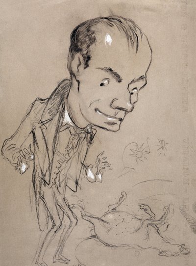 Baudelaire surpreende na frente de um cavalo morto e de costas. Representação de Charles Baudelaire poeta françês (1821-1867) de Nadar
