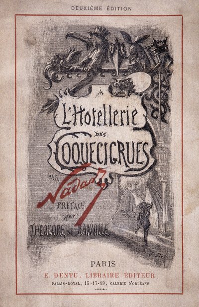 Livro "The hotellerie des coquecicrues". Notas a lápis, prefácio de Theodore de Banville de Nadar