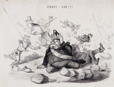 Dareneck!!! (Pausa no pescoço). Litografia de Gabriel Aubert, impressor em Paris, que publica o jornal "La Caricature". de Nadar
