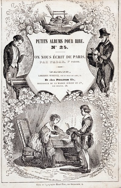 Frontispice de "Pequenos álbuns para rir número 25". Eles nos escreveram de Paris. Segunda parte",1850 (gravura) de Nadar