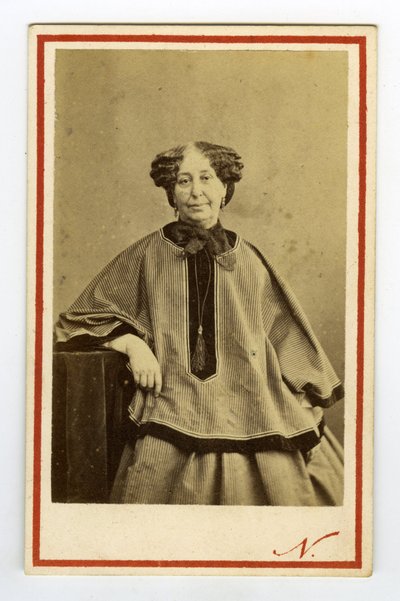 Retrato do escritor George Sand (1804-1876) (Aurore Dupin), Baronesa Dudevant. Cartão de visita de Nadar