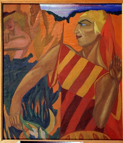 Medee - Figurinos para o Ballet O Tosão de Ouro (Medea. Figurinos para o Ballet O Tosão de Ouro) - Pintura de Nadhezhda Vladimirovna Lermontova (1885-1921), óleo sobre tela de Nadezhda Vladimirovna Lermontova