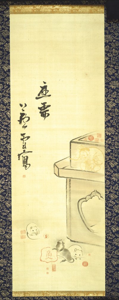 Imagem de Daikoku e os selos do artista de Nagasawa Rosetsu