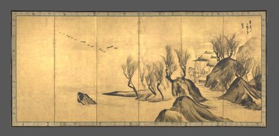 Paisagens com os letrados chineses Su Shi e Tao Qian de Nagasawa Rosetsu