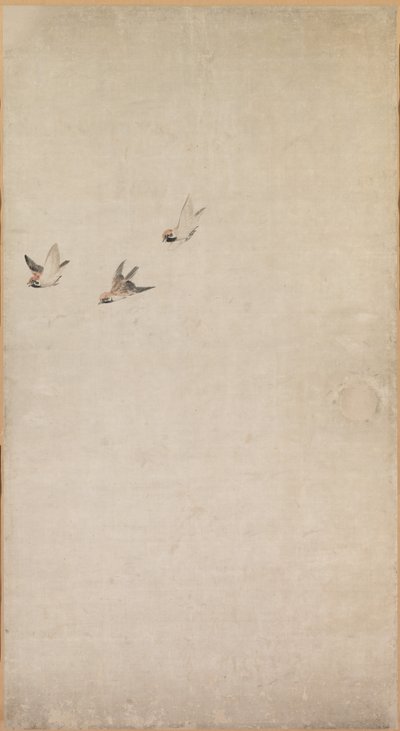 Filhotes, pardais e crisântemos, 1754-1799. de Nagasawa Rosetsu