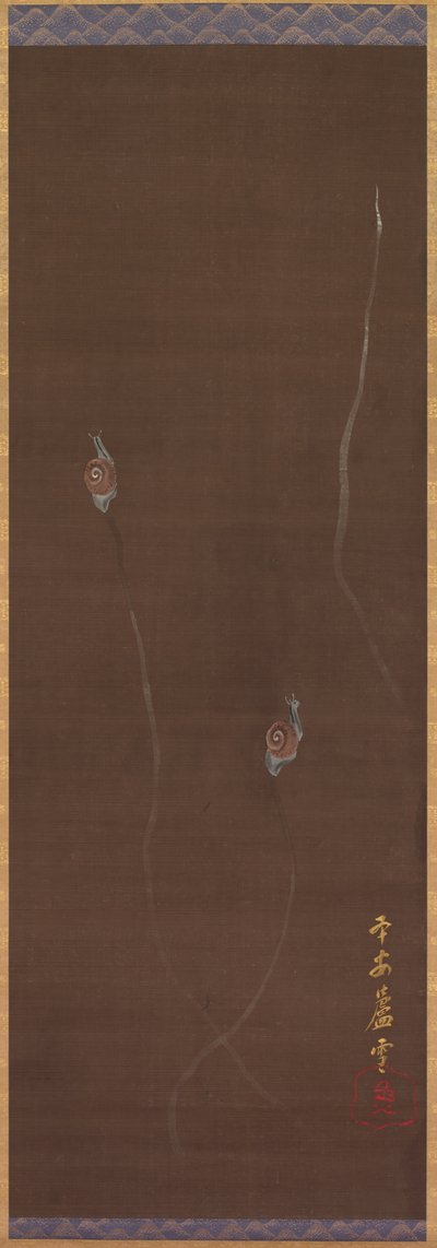Caracóis na parede, década de 1700. de Nagasawa Rosetsu