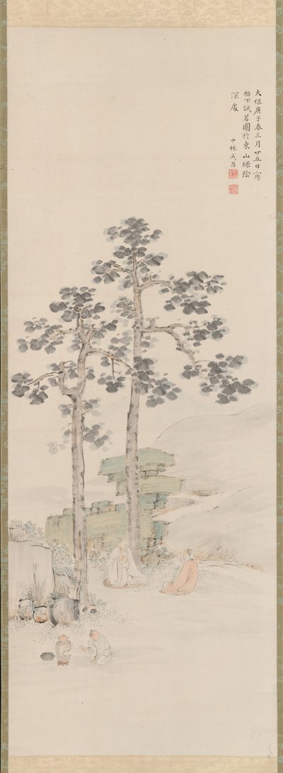 Amostragem de chá sob as árvores Wu, 1840. de Nakabayashi Chikuto