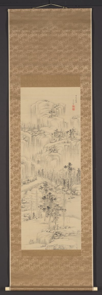 Árvores nas nuvens em montanhas cobertas de camadas (Jûzan umbokuzu) de Nakabayashi Chikuto