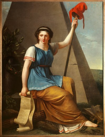 A Liberte Allegorie de la Liberte como uma mulher com um chapéu frígio. Pintura de Nanine Vallain (ativa entre 1785-1810) 1794 Sol. 1,28 x 0,97 m de Nanine Vallain