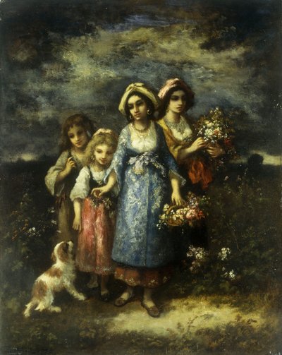Os coletores de flores, 1873 de Narcisse Virgile Diaz de la Peña
