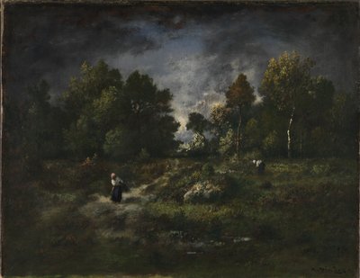 Paisagem florestal com apanhadores de lenha de Narcisse Virgile Diaz de la Peña