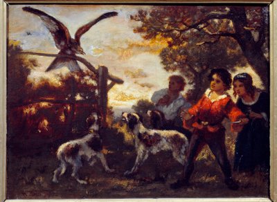 Os miúdos falcões. Pintura de Diaz De La Pena (1807-1876) de Narcisse Virgile Diaz de la Peña
