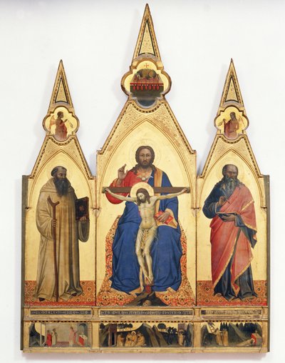 A Santíssima Trindade com São Romualdo e Santo André, 1365 (têmpera no painel) de Nardo di Cione Orcagna