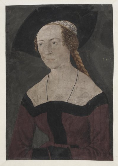 Retrato de meio comprimento de uma jovem em um barret em três quartos de perfil à esquerda de Narziss Renner