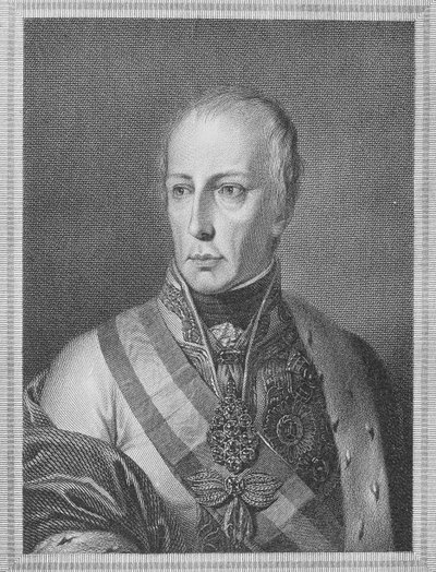 Francisco II, Sacro Imperador Romano, gravado por Giuseppe Longhi de Natale Schiavoni