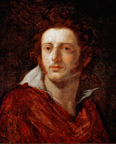 Retrato do poeta e dramaturgo italiano Ugo Foscolo (1778-1827) Pintura de Natale Schiavoni (1777-1858) Florença do século XIX, Galleria d