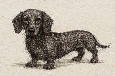 Desenho de um dachshund atento de Natalie Bruns