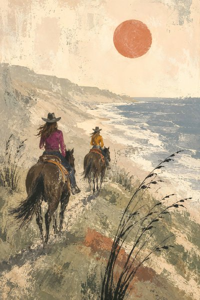 Passeio a cavalo ao pôr-do-sol pela costa de Natalie Bruns