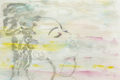 Mulher Sonhadora em Aquarela de Natalie Bruns