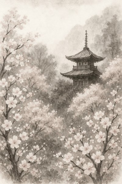 Flores de cerejeira-pagode japonesa de Natalie Bruns