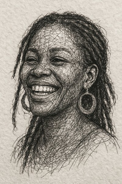 Dreadlocks alegres e sorridentes de Natalie Bruns