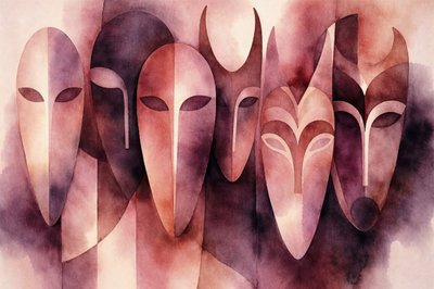 Máscaras misteriosas em aguarela de Natalie Bruns