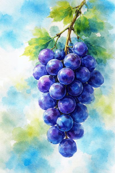 Aquarela de uvas roxas de Natalie Bruns