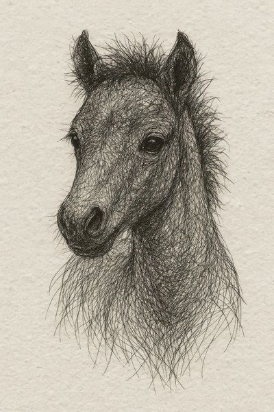 Retrato de um potro de pêlo comprido de Natalie Bruns