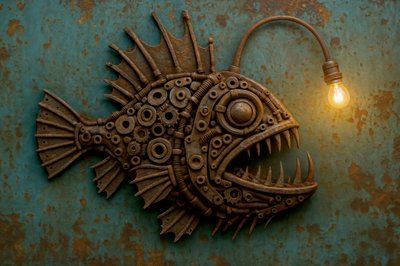 Candeeiro em forma de peixe-diabo Steampunk de Natalie Bruns