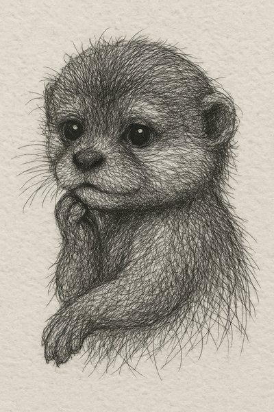 A lontra bebé pensativa de Natalie Bruns