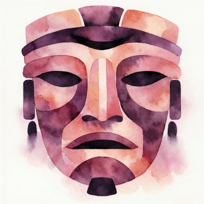 Máscara tribal em aguarela de Natalie Bruns