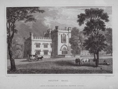 Bolton Hall (gravura) de Nathaniel (after) Whittock