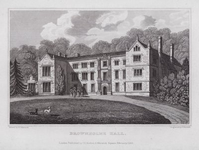 Brownholme Hall (gravura) de Nathaniel (after) Whittock