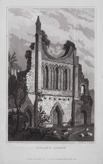 Abadia de Byland (gravura) de Nathaniel (after) Whittock