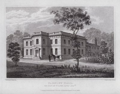 Farnley Hall, a Sede de Walter Fawks (gravura) de Nathaniel (after) Whittock