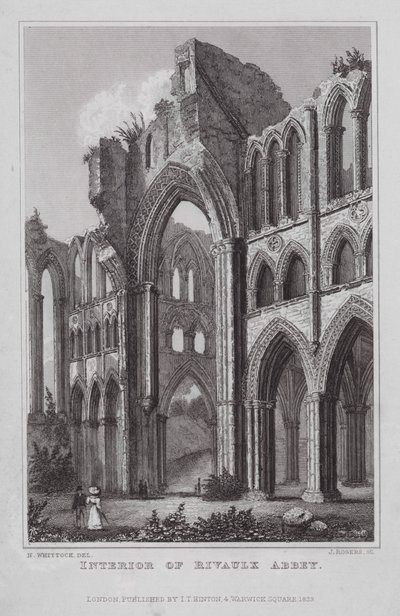Interior da Abadia de Rivaulx (gravura) de Nathaniel (after) Whittock