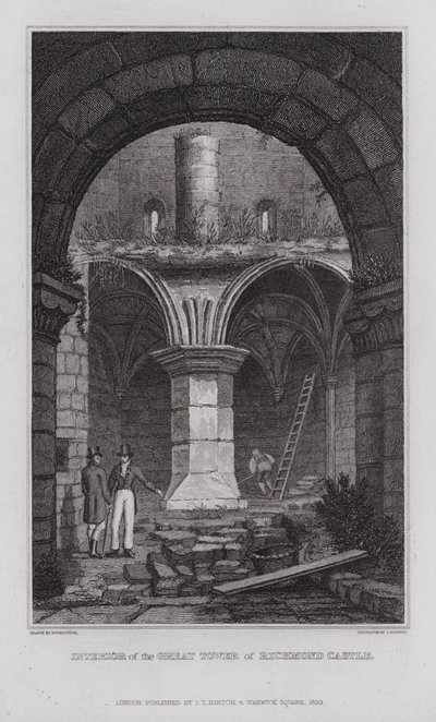 Interior da Grande Torre do Castelo de Richmond (gravura) de Nathaniel (after) Whittock