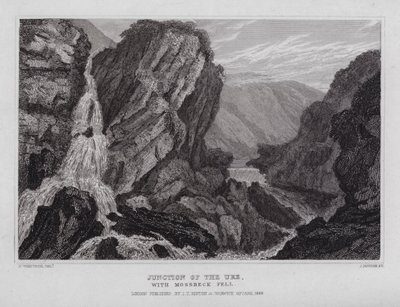 Junção da Ure, com Mossbeck Fell (gravura) de Nathaniel (after) Whittock