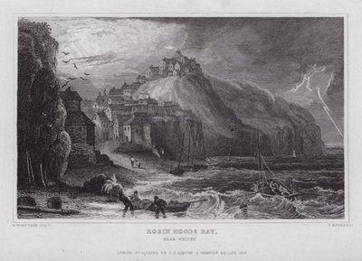 Robin Hoods Bay, perto de Whitby (gravura) de Nathaniel (after) Whittock