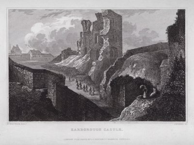 Castelo de Sarborough (gravura) de Nathaniel (after) Whittock