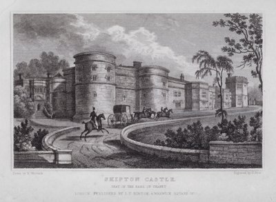 Skipton Castle, Seat of the Earl of Thanet (gravura) de Nathaniel (after) Whittock
